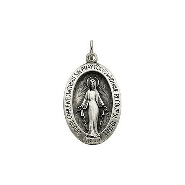 .925 Sterling Silver Miraculous Medal Charm Pendant 